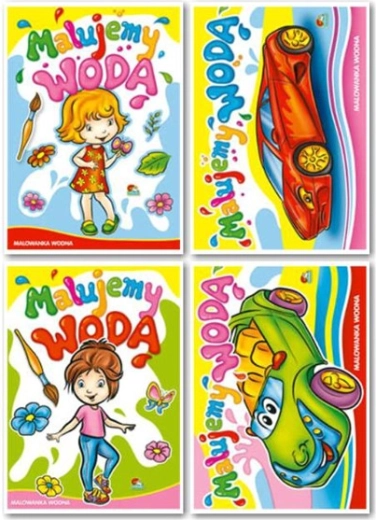 Pictură cu apă – carte de colorat pentru cei mici cu autocolante