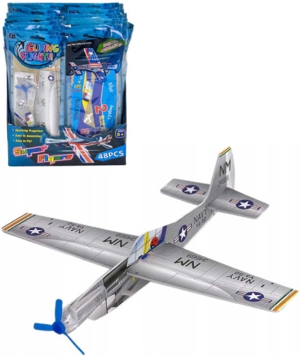 Avion de luptă aruncabil din polistiren cu elice 19 cm - 1 bucată