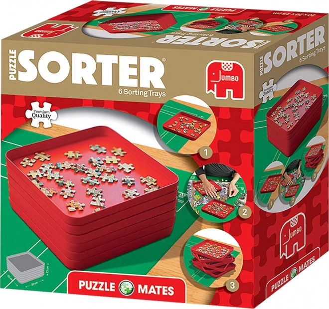 Set de tăvițe de sortare pentru puzzle – 6 boluri, roșii, 20 × 20 cm JUMBO PUZZLE MATES