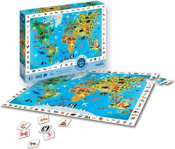 Sentosphere puzzle hartă a lumii cu animale