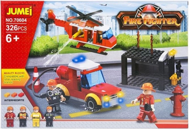 Set de construcție Jumei Pompieri 326 piese (mașină de pompieri și elicopter) - 1 bucată