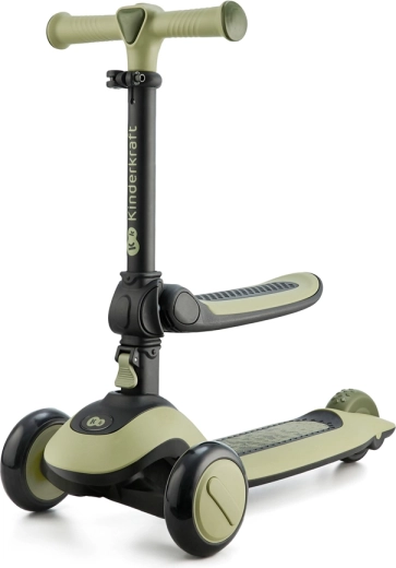 Kinderkraft Halley 2v1 bicicletă de echilibru și trotinetă cu trei roți grassland