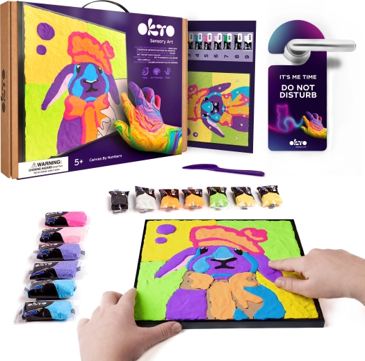 Okto Iepuraș – set artistic pentru pictură pe pânză 30 × 30 cm