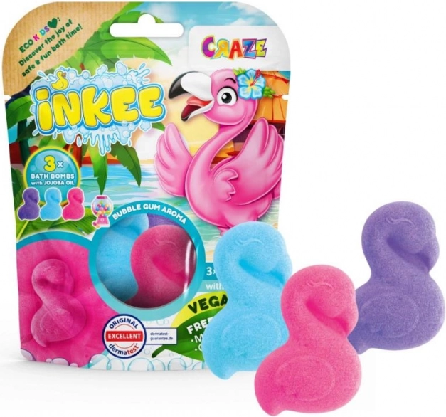 Inkee bombe efervescente de baie Flamingo 3×55 g
