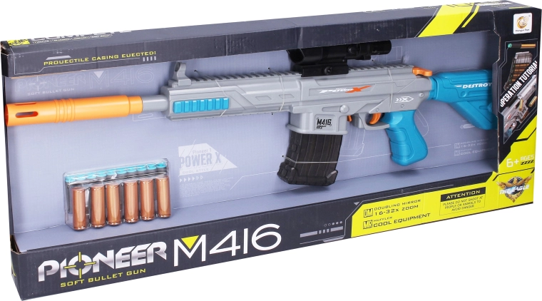 Pușcă Pioneer M416 cu cartușe din spumă și cartușe-tip manșon