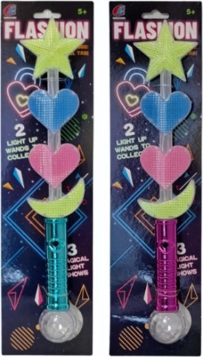 Baghetă magică luminoasă multicoloră cu capete interschimbabile - 1 bucată