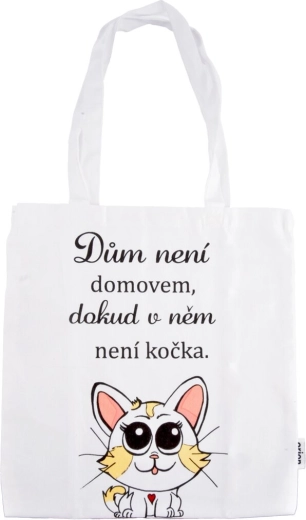 Geantă din bumbac CAT HOME albă
