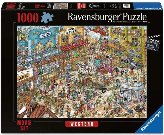 Set de puzzle Ravensburger cu tematică de film Western, 1000 de piese