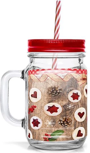 Pahar cu pai TORO 450 ml cu motiv de fursecuri Linzer