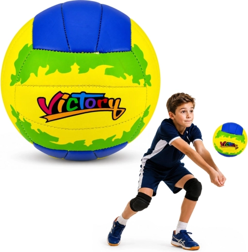 Minge de volei pentru antrenament Victory galben-albastru, mărimea 5 (22 cm)