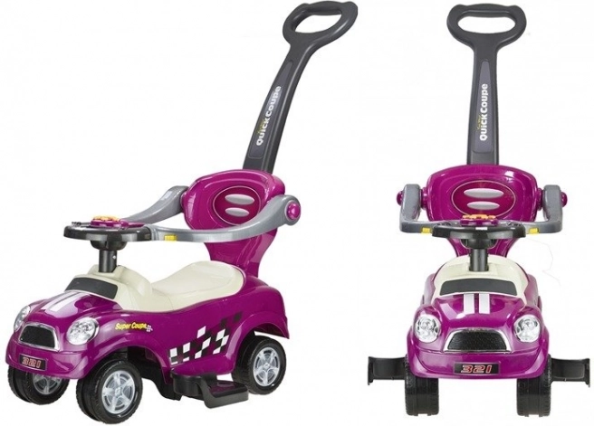 mașinuță ride-on cu tijă de ghidare coupe mov