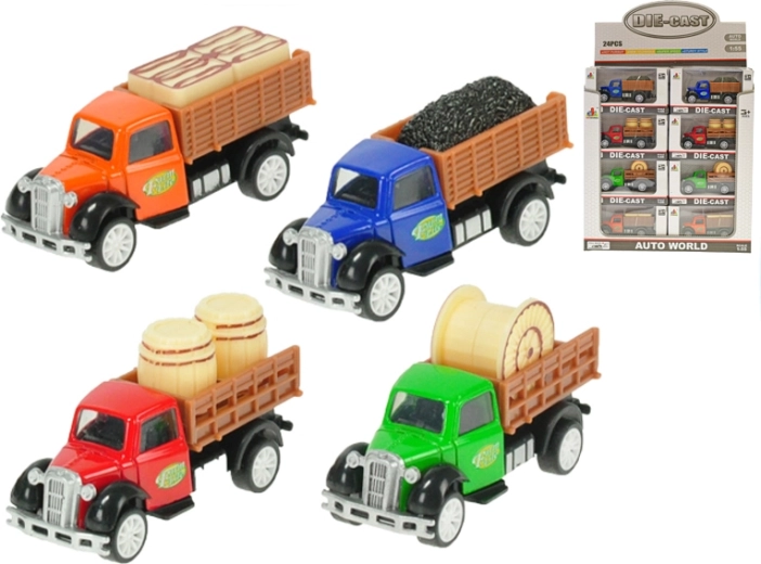 Camion fermă metalic 1:55 cu mecanism pull-back, 8,5 cm – diferite tipuri