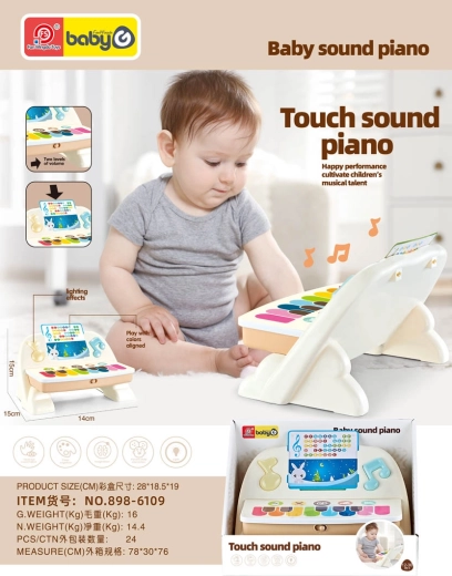 Pian electronic tactil colorat cu suport