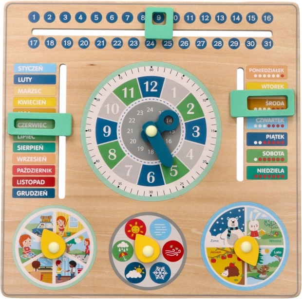 Calendar educativ din lemn - tablă pentru copii