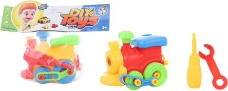 Locomotivă din plastic cu șuruburi pentru copii