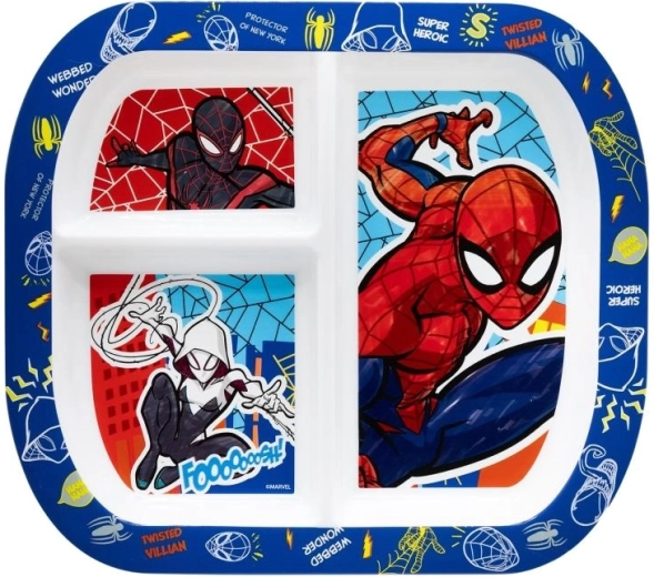 Farfurie din plastic compartimentată Spiderman