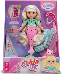 BABY born Glam Up sirenă Sparkle cu păr care își schimbă culoarea