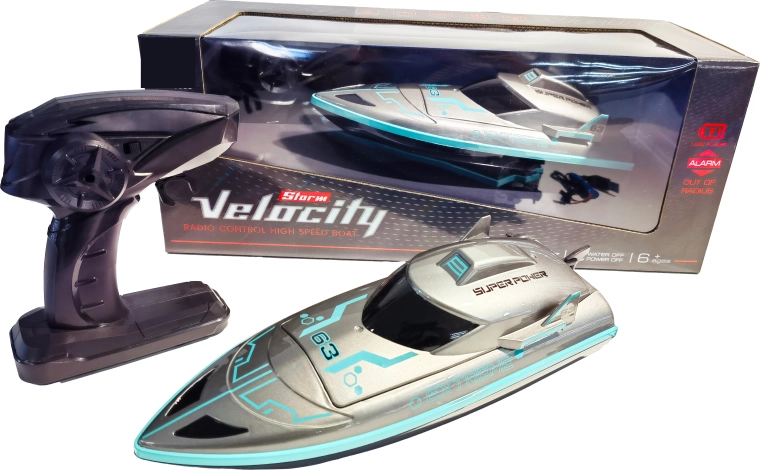Barcă de curse RC High Speed 1:16 argintiu-albastru