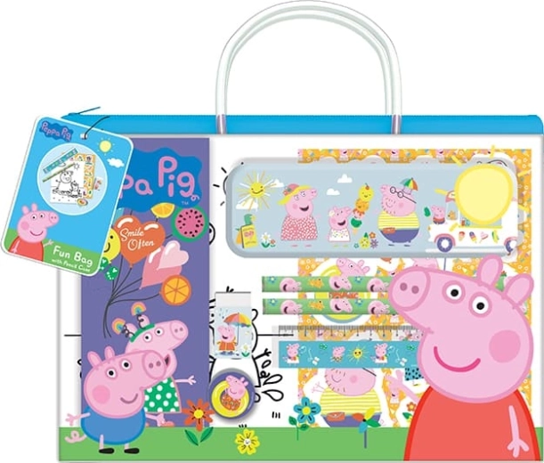 Borsetă distractivă cu închidere, cu penar – Purcelușa Peppa