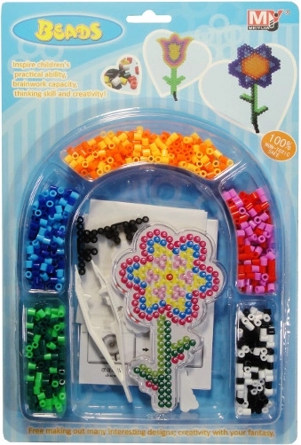 Mărgele din plastic cu șablon de floare și pensetă