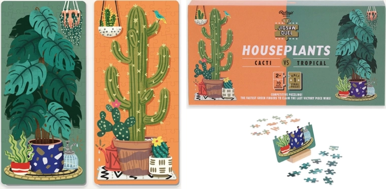 Puzzle Duel Plante de interior: cactuși vs. tropicale 2×70 piese