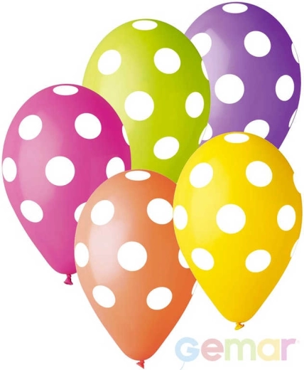 Balon latex pastel Gemar cu buline albe 30 cm - 1 bucată