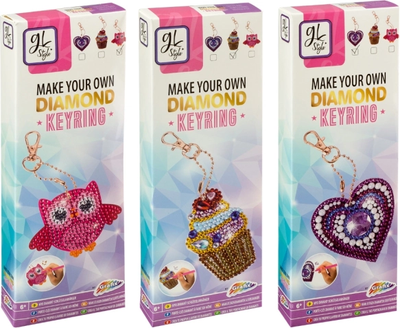 Creează-ți propriul breloc cu pietricele de diamant - Bufniță, Înghețată și Inimă