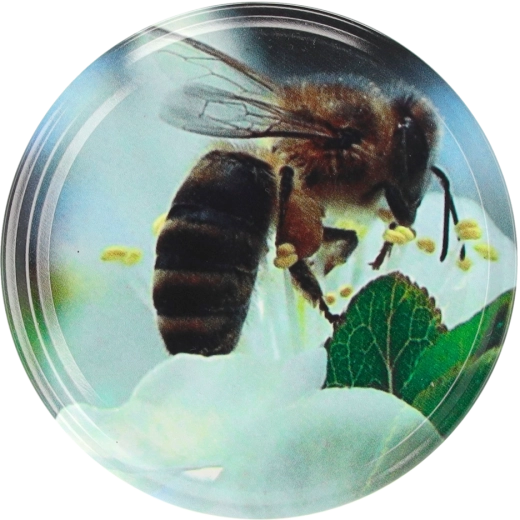 Set de capace metalice 82 mm cu motiv al unei albine pe floare, 10 bucăți