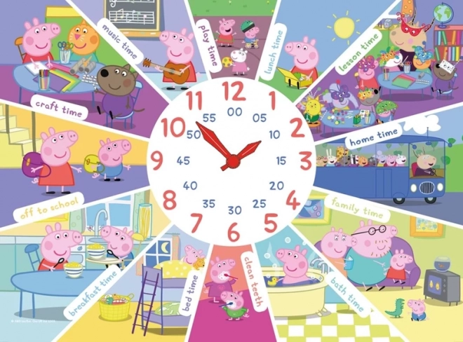Puzzle cu ceas PEPPAPIG XL 60 piese
