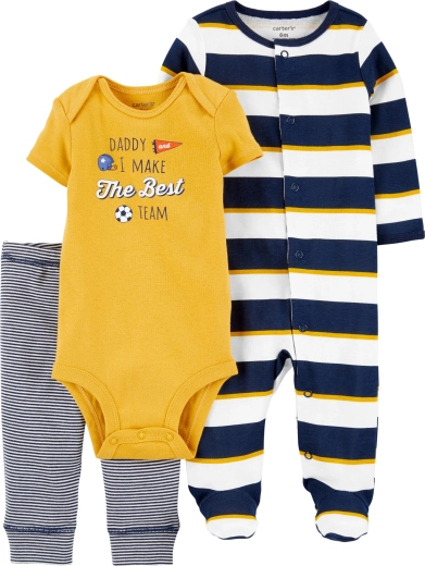 Set Carter’s din 3 piese pentru bebeluș Daddy – salopetă, body cu mânecă scurtă și pantaloni
