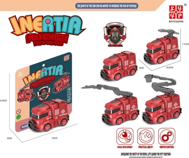 Mașinuță de pompieri cu mecanism inerțial 8,5 cm