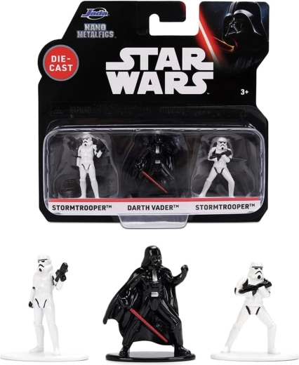 Set de 3 figurine STAR WARS: Darth Vader și 2× Stormtrooper – Jada Toys Nano Metalfigs