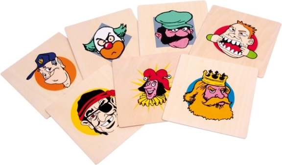 Farfurii de lemn pentru zi de naștere Fețe Vesele SMALL FOOT, set de 7 buc