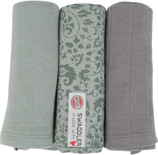 Lodger swaddler flower tribe 70 × 70 cm silt green (set 3 buc.)