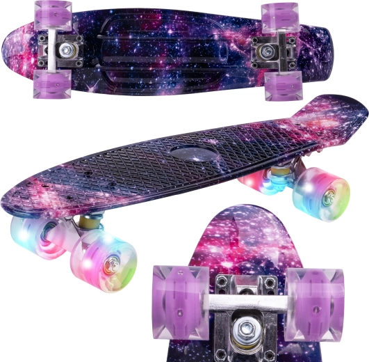 Penny board cu roți luminoase Space