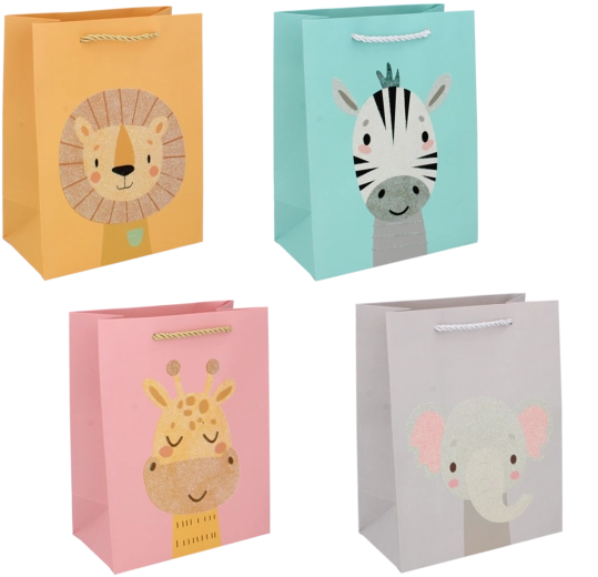 Pungă cadou cu animale, mare, culori pastel