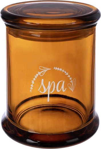 Recipient cosmetic SPA din sticlă ambra 330 ml cu capac