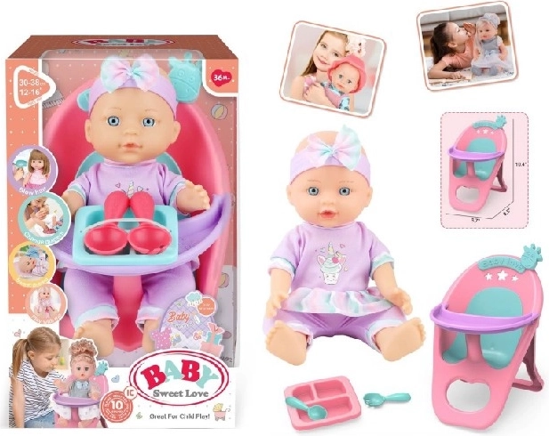 Păpușă bebeluș Baby Sweet Love cu scăunel