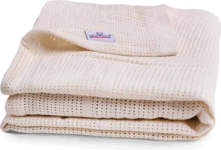BabyMatex Pătură tricotată din bumbac Sisi 75 × 100 cm ecru (fildeș)