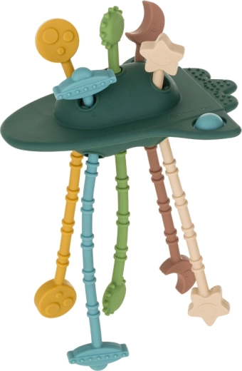 Jucărie senzorială din silicon Petite&Mars Crazy Rocket Misty Green 10m+