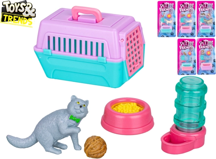 Pisică cu cușcă de transport și accesorii Toys&Trends