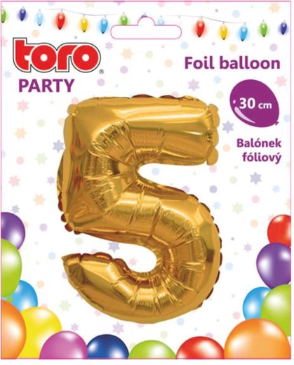 Balon folie cifră 5, 30 cm, auriu TORO