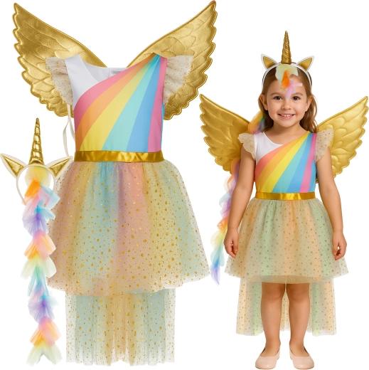 Costum de unicorn pentru copii Kruzzel, 3 piese (122–128 cm)