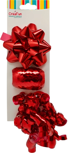 Set cadou metalic roșu – funde și panglică