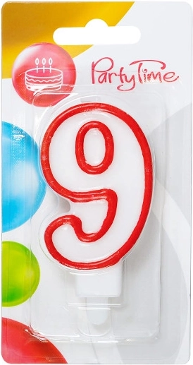Lumânare de aniversare cifră 9 roșie