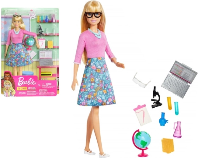 Păpușă Barbie profesoară cu laptop