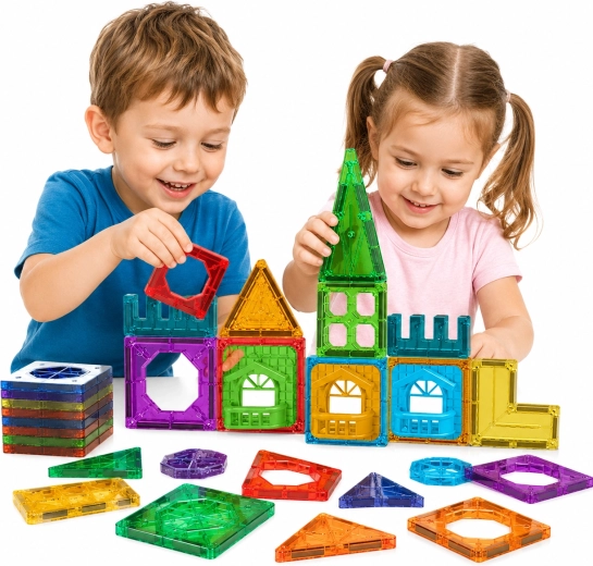Set de construcție magnetic Woopie 3D, castel, 30 de piese