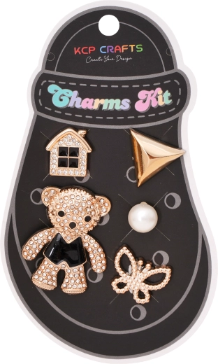 Set de accesorii decorative pentru papuci – ursuleț sclipitor și căsuță - 1 bucată