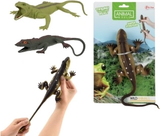 Șopârlă din cauciuc extensibilă cu biluțe în interior