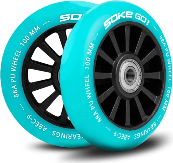 Roți pentru trotinetă 100 mm turcoaz 2 buc SOKE